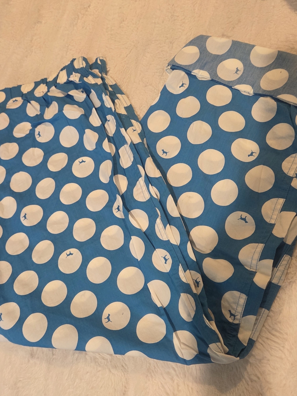 Victoria's Secret Blue and White Polka Dot Kids Pajama Bottoms. - Picture 11 of 14